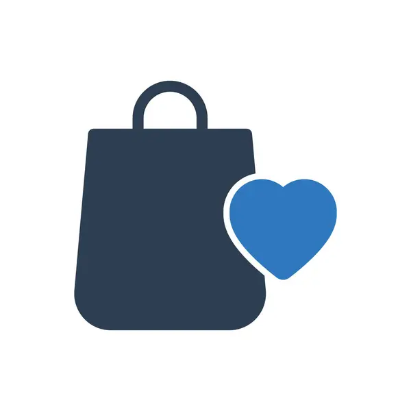 Aşk Simgesi Simgesi ile Alışveriş Torbası İşaret Vektörü 