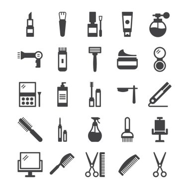 Berber ikonu seti - salon simgesi seti