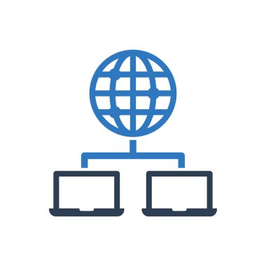 İnternet Bağlantılı Laptop Simgesi İmza Sembolü