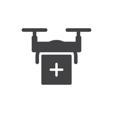 İlk Yardım Ekibi Drone Taşıma Simge İmzalama Vektörü