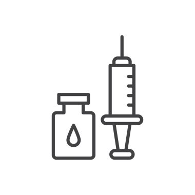 Enjeksiyon Şırıngası ve Aşı Simgesi Sembol Vektörü