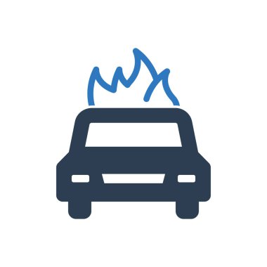 Yanan Araba Simgesi Sembol Vektörü 