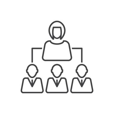 lider bağlantı ekibi simgesi - organizasyon ağı simgesi - İş kadını hiyerarşisi simgesi