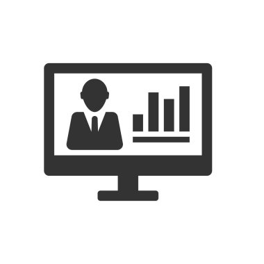 İş adamı çevrimiçi grafik rapor simgesi İmza Sembolü