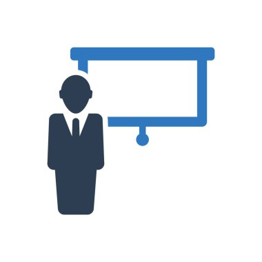 Sunum kurulu simgesi, ders eğitimi iş adamı simgesi