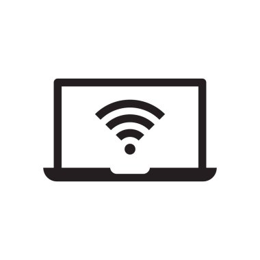 wifi dizüstü bilgisayar simgesi işareti vektörü