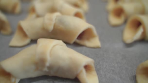 Preparare Pasta Cuocere Forno Biscotti Una Teglia Cucina Macchina Fotografica — Video Stock