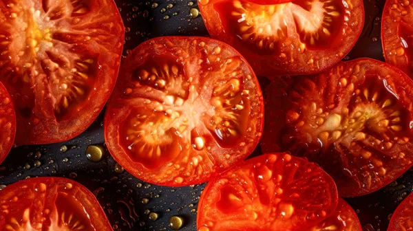 Tomaten Ringe Geschnitten Hintergrund Für Die Gestaltung Tomaten Sind Eine Stockbild