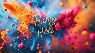 Hindistan 'ın renk festivali için soyut renkli Mutlu Holi arkaplanının bir gösterimi. Yüksek kalite fotoğraf