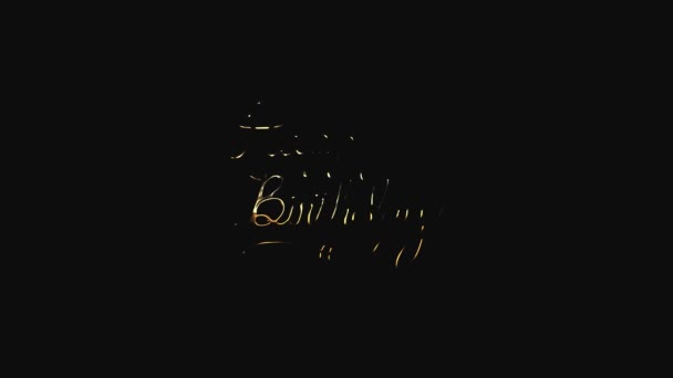 Gelukkige Verjaardag Tekst Geanimeerd Gelukkige Verjaardag Gouden Tekst Handgeschreven Animatie — Stockvideo