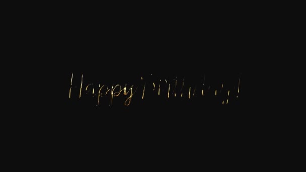 Happy Birthday Text Animated Happy Birthday Golden Text Handwritten Animation — Stock video