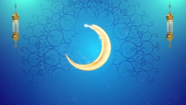 Fondo Eid Ramadan Kareem Fondo Eid Mubarak Luna Con Linterna — Vídeos de Stock