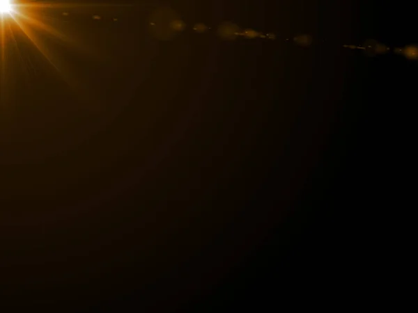 Goud Sunburst Effect Achtergrond Lens Flare Licht Zwarte Achtergrond Lens — Stockfoto