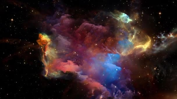 은하와 추상적 공간에 은하들로 이루어진 끝없는 코스모스 디자인 — 비디오