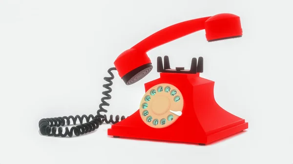 Nosztalgikus Piros Telefon Renderelés — Stock Fotó