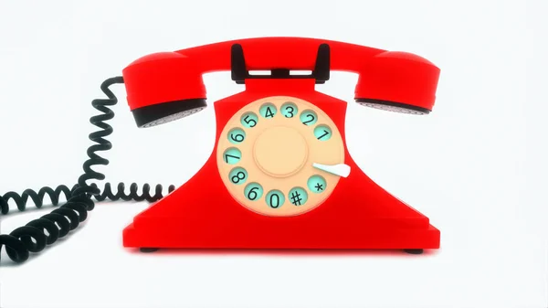 Nosztalgikus Piros Telefon Renderelés — Stock Fotó