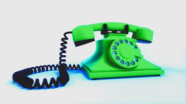 Telefone Verde Frente Fundo Branco Renderização — Fotografia de Stock