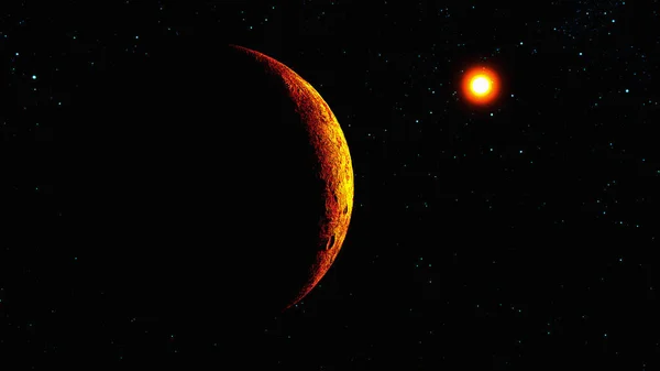 Exoplanetă Este Iluminată Steaua Redare — Fotografie, imagine de stoc