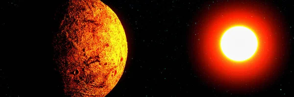 Ένας Εξωπλανήτης Φωτίζεται Από Αστέρι Του Rendering — Φωτογραφία Αρχείου