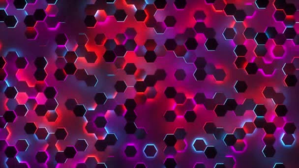 Neon Colored Honeycomb Background Rendering — Vídeo de Stock