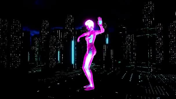 Una Ciudad Futurista Cyberpunk Rendering — Vídeos de Stock