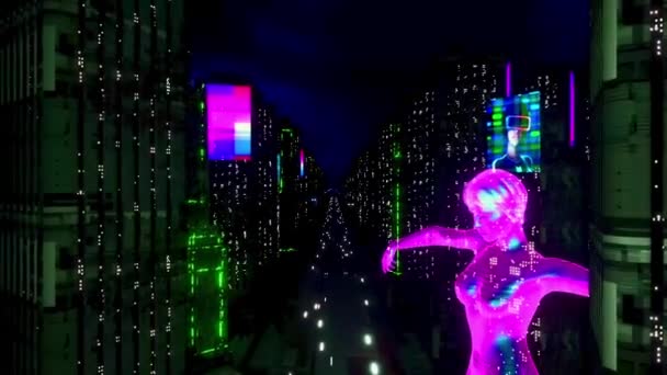 Futuristické Kyberpunkové Město Vykreslování — Stock video