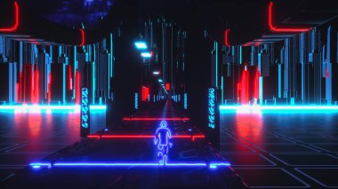 metaverse a neon renkli dijital dünya (3d yorumlama)