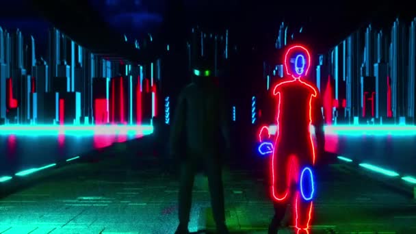 Metaverse Neon Colored Digital World Rendering — Stock video