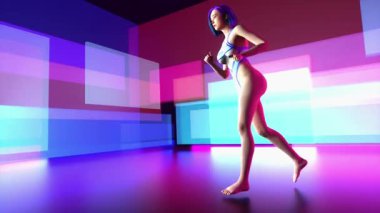 Sportif, modern bir kadın jimnastik yapıyor. 3d oluşturma