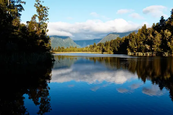 stock image Views down Lake Matheson from Reflection Island, West Coast, New Zealand