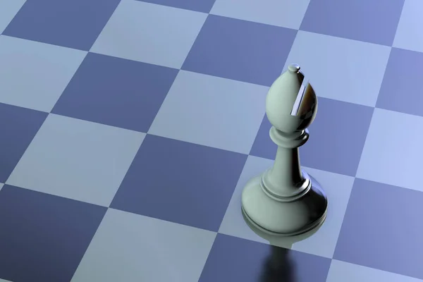 棋盘上的国际象棋主教 3D插图 — 图库照片