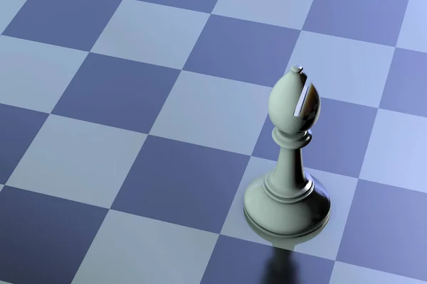 Chess bishop on chess board, 3D illustration