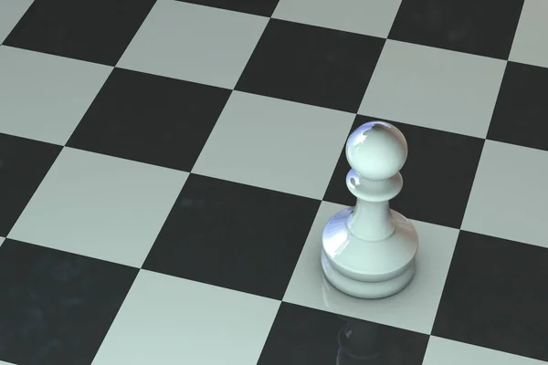 Πιόνι Σκάκι Σκακιέρα Προβολή Κοντινό Πλάνο Τρισδιάστατη Απεικόνιση — Φωτογραφία Αρχείου