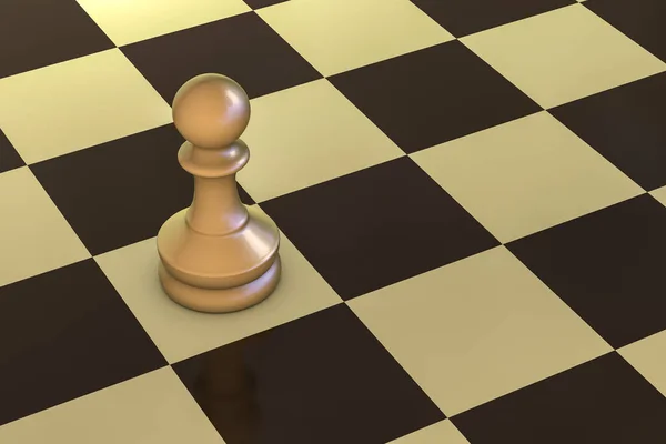 棋盘上的棋子卒 特写视图 3D插图 — 图库照片
