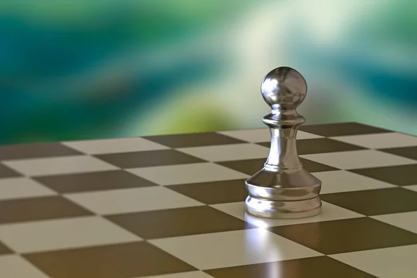 Πιόνι Σκάκι Σκακιέρα Προβολή Κοντινό Πλάνο Τρισδιάστατη Απεικόνιση — Φωτογραφία Αρχείου