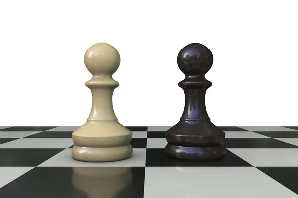 Άσπρα Και Μαύρα Πιόνια Σκάκι Στη Σκακιέρα Έτοιμα Για Μάχη — Φωτογραφία Αρχείου