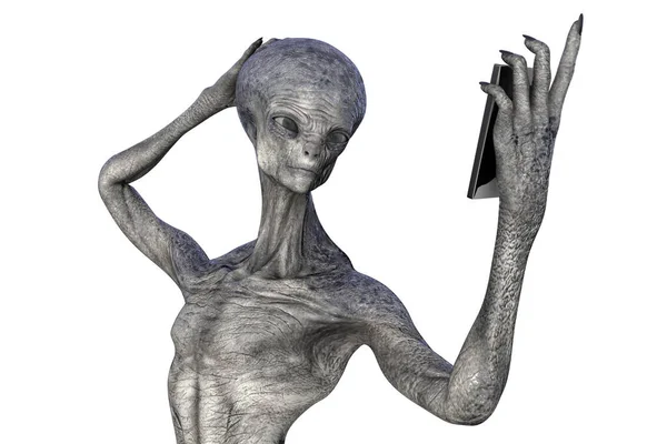 Humanoïde Alien Fait Selfie Illustration — Photo