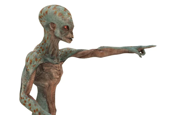 Alien Humanoide Señalando Dedo Índice Ilustración —  Fotos de Stock
