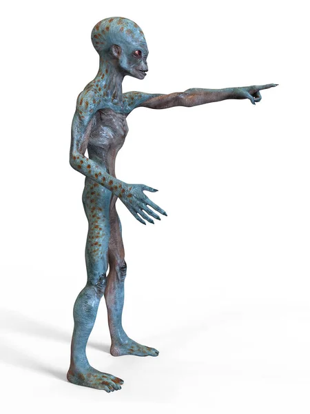 Humanoid Alien Apontando Seu Dedo Indicador Ilustração — Fotografia de Stock