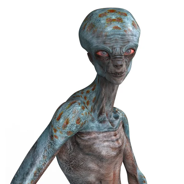 Portrét Humanoidního Mimozemšťana Hledícího Kamery Fotkou Realisticky Velmi Detailní Texturou — Stock fotografie