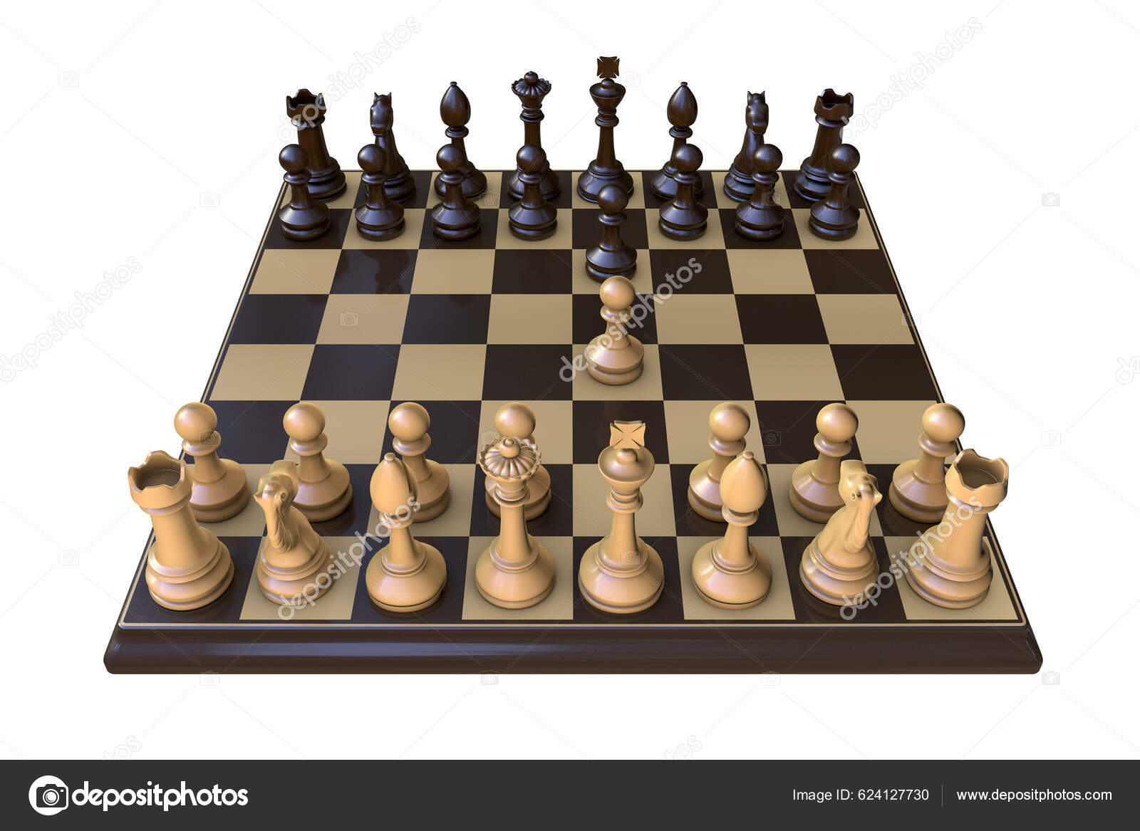 Sakk Játék Illusztráció Francia Védelmi Sakknyitás — Stock Fotó ©  katerynakon #624127730