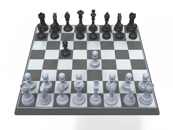 Chess Game Illustration Sicilian Defence Chess Opening — Stock Photo, Image