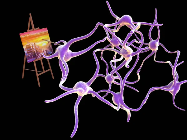 Neuronale Netzwerke Malen Ein Kunstbild Mit Pinsel Und Farbe Auf — Stockfoto