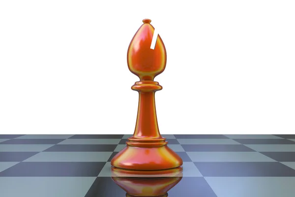 棋盘上的国际象棋主教形象 3D插图 — 图库照片