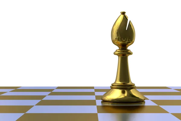 棋盘上的国际象棋主教形象 3D插图 — 图库照片