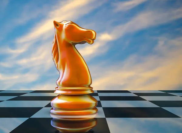 Šachový Rytíř Šachovnici Detailní Pohled Ilustrace — Stock fotografie
