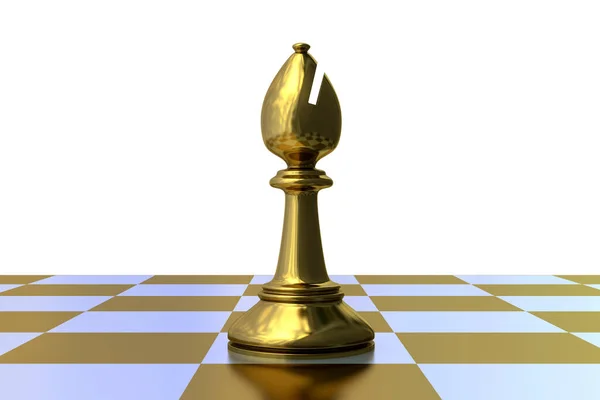 Chess bishop figure on chess board, 3D illustration
