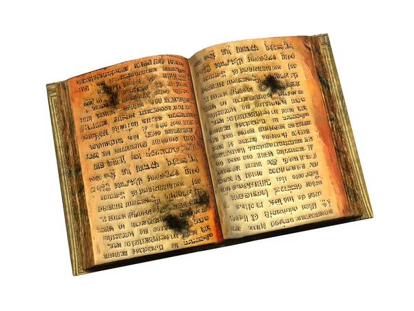 Цвіль Старих Книгах Концептуальна Ілюстрація Відкрити Антикварну Книгу Текстом Абстрактній — стокове фото