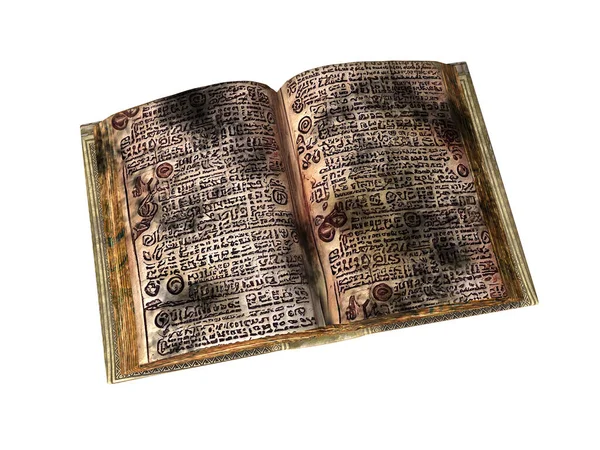 Цвіль Старих Книгах Концептуальна Ілюстрація Відкрита Антикварна Книга Текстом Абстрактній — стокове фото