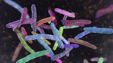 Bakteri Mycobacterium bovis, 3 boyutlu illüstrasyon. Sığırlardaki tüberkülozun sebebi BCG aşısının insanlardaki tüberküloza karşı atasıdır.